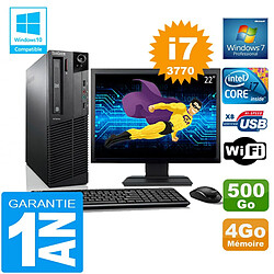 PC Lenovo M92p SFF Core I7-3770 Ram 4Go Disque 500 Go Wifi W7 Ecran 22" · Occasion 