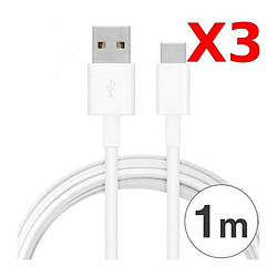 Little Boutik X3 Cable USB Type C Chargeur Noir pour Samsung Galaxy Note 8 S8 S8 PLUS A32017 A52017 PACK X3 Blanc Couleur 