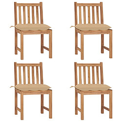 Maison Chic Lot de 4 Chaises de jardin avec coussins | Fauteuil chaises d'extérieur Bois de teck massif -GKD88647