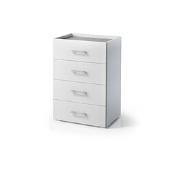 Alter Commode moderne avec 4 tiroirs, 100% Made in Italy, Hebdomadaire pour chambre, 50x41h87 cm, couleur Blanc et Ciment