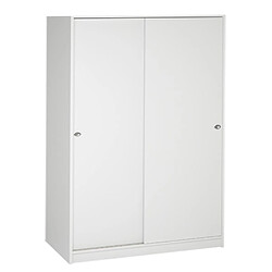 Pegane Armoire placard / meuble de rangement coloris blanc - Hauteur 180 x Longueur 90 x Profondeur 50 cm