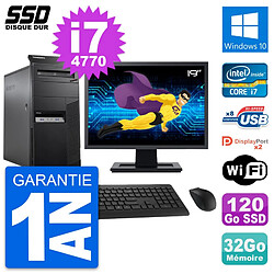 PC Tour Lenovo M83 Ecran 19" Intel i7-4770 RAM 32Go SSD 120Go Windows 10 Wifi · Occasion 