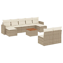 Maison Chic Salon de jardin avec coussins 10 pcs, Ensemble Tables et chaises de jardin, beige résine tressée -GKD910591