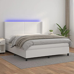 vidaXL Sommier à lattes de lit matelas LED Blanc 160x200 cm Similicuir 