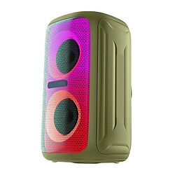 Yonis Enceinte Bluetoothe Lumineuse Sans Fil 12H Autonomie Son 3D Enceinte Bluetoothe Avec Lumière Colorée Son 3D Radio 12H Autonomie Portée 10M Vert YONIS