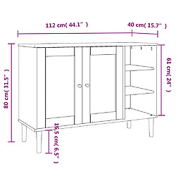 vidaXL Buffet SENJA aspect rotin blanc 112x40x80cm bois massif de pin pas cher