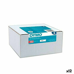 Ruban Laminé pour Etiqueteuses Dymo Noir Blanc 10 Pièces Autocollants (12 Unités)