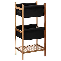 Pegane Étagère de rangement en bois d'acacia avec 3 niveaux coloris noir / naturel - Longueur 33 x Profondeur 25 x Hauteur 73.2 cm 