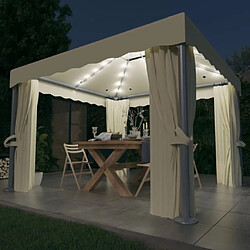 Maison Chic Tonnelle | Pergola et rideau et guirlande lumineuse LED 3x3 m Blanc crème -GKD68955