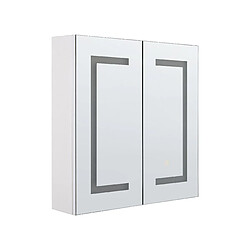 Beliani Armoire de toilette blanche avec miroir LED 60 x 60 cm MAZARREDO