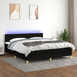 Sommier à lattes LED,Cadre à lattes de lit avec matelas pour Adulte Noir 160x200 cm Tissu -MN28247