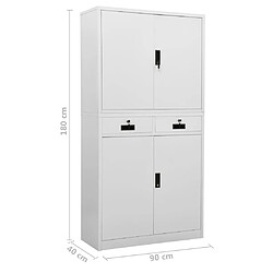 vidaXL Armoire de bureau Gris clair 90x40x180 cm Acier pas cher