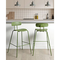 Beliani Tabouret de bar Set de 2 Vert SIBLEY