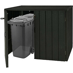 Decoshop26 Abri de poubelles extérieur conteneurs à ordures jusqu'à 4 bacs 117x142x102 cm aspect métal bois, extensible anthracite 04_0005610