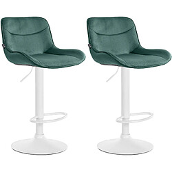 Non Lot de 2 tabourets de bar Vonore velours blanc 