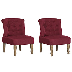 Helloshop26 Fauteuil chaise siège lounge design club sofa salon s françaises 2 pcs rouge bordeaux tissu 1102259