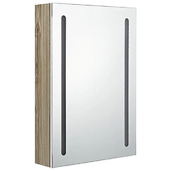 Helloshop26 Armoire de salle de bain à miroir led blanc 50 x 13 x 70cm chêne 02_0006585 