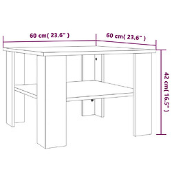 vidaXL Table basse Sonoma gris 60x60x42 cm Bois d'ingénierie pas cher