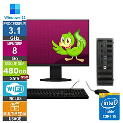 HP ProDesk 400 G3 SFF i5-6500T 3.10GHz 8Go/480Go SSD Wifi W11 + Ecran 24 · Reconditionné 