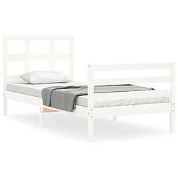 Maison Chic Cadre/structure de lit avec tête de lit pour adulte - Lit Moderne Chambre blanc petit simple bois massif -MN26376