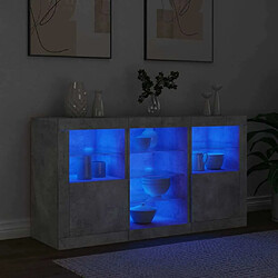 Avis vidaXL Buffet avec lumières LED gris béton 123x37x67 cm