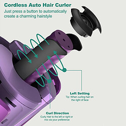 Universal Pince à friser automatique sans fil machine à friser en céramique électrique USB rechargeable ondes frisées affichage LCD machine à ondes rotatives | fer à friser (violet)