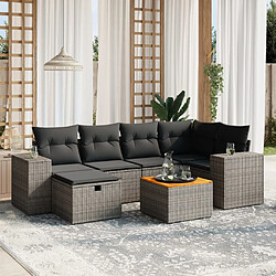 vidaXL Salon de jardin avec coussins 7 pcs gris résine tressée 