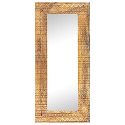 vidaXL Miroir sculpté à la main 110x50x2,5 cm bois de manguier solide