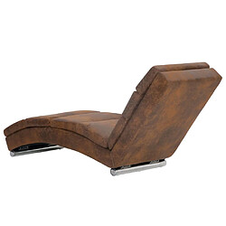 Avis vidaXL Chaise longue Marron Similicuir daim