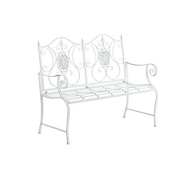 Decoshop26 Banc de jardin balcon terrasse style rustique largeur 116 cm en métal blanc 10_0002928