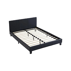 Avis Vente-Unique Lit 140 x 190 cm - Simili - Noir + Matelas - CORNELIUS II