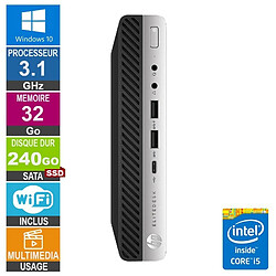 HP 800 G3 Mini i5-6500T 3.10GHz 32Go/240Go SSD Wifi W10 · Reconditionné 