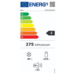 Réfrigérateur combiné 54cm 262l statique blanc - RCSA270K30WN - BEKO