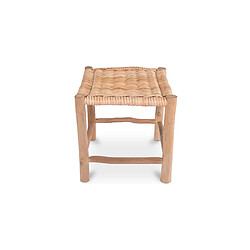 ICONIK INTERIOR Tabouret carré en rotin - Style Boho Bali - Petit - Senay Bois naturel