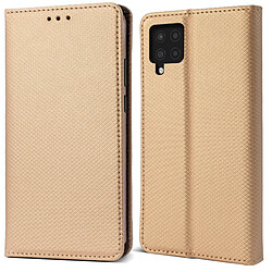 Moozy Case Flip Cover pour Samsung A12, Or - Étui à Rabat Magnétique Intelligent avec Porte-Carte et Support