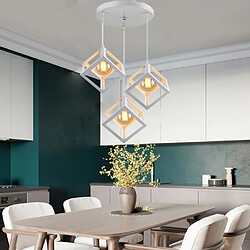 Stoex E27 Blanc Suspension Cage Cube avez disque 3 Luminaire Lustre abat-jour Carré Contemporain 