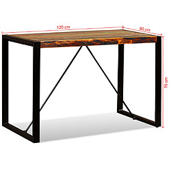 vidaXL Table à manger Bois de récupération massif 120 cm pas cher