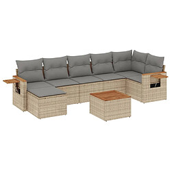 vidaXL Salon de jardin avec coussins 8 pcs beige résine tressée