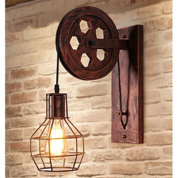 Stoex Applique Creative style industriel rétro lampe de mur Loft style levage poulie lumière canal couloir mur lampe?Rouille rouge 