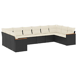 Maison Chic Salon de jardin 10 pcs avec coussins, Ensemble Tables et chaises d'extérieur noir résine tressée -GKD483993