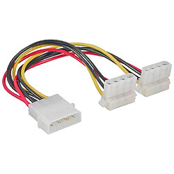 Câble Y d'alimentation interne InLine® 1x Molex 4 broches à 2x Molex 4 broches coudé 0,15 m 