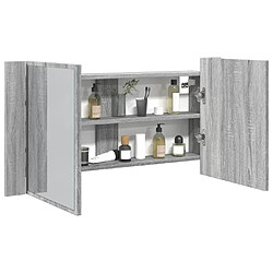 Maison Chic Armoire de salle de bain,Meuble de rangement,Meuble haut à miroir LED sonoma gris 90x12x45 cm -GKD864026