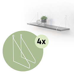 ML DESIGN MODERN LIVING Lot de 8 supports d'étagère murale équerre triangle en métal blanc 200 x 250 mm