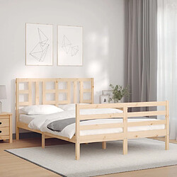 Maison Chic Cadre/structure de lit avec tête de lit pour adulte - Lit Moderne Chambre 140x190 cm bois massif -MN29599