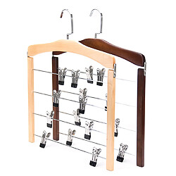 Avis 2 Pièces 4 Niveaux En Bois Pantalon Cintre Placard Rangement Organisateur Brun Clair