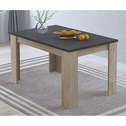 Pegane Table de salle à manger extensible rectangulaire coloris Chêne, graphite -longueur 138-198 x profondeur 88 x Hauteur 76 cm