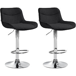 Non Lot de 2 tabourets de bar Vonore tissu chrome 