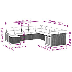 Avis vidaXL Salon de jardin 11 pcs avec coussins gris résine tressée