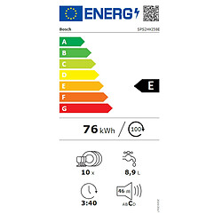 Lave-vaisselle 45cm 10 couverts 46db inox - SPS2HKI58E - BOSCH