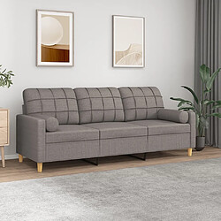 Maison Chic Canapé 3 places avec oreillers,Sofa de Salon,Canapé droit décoratifs taupe 180 cm tissu -GKD813038